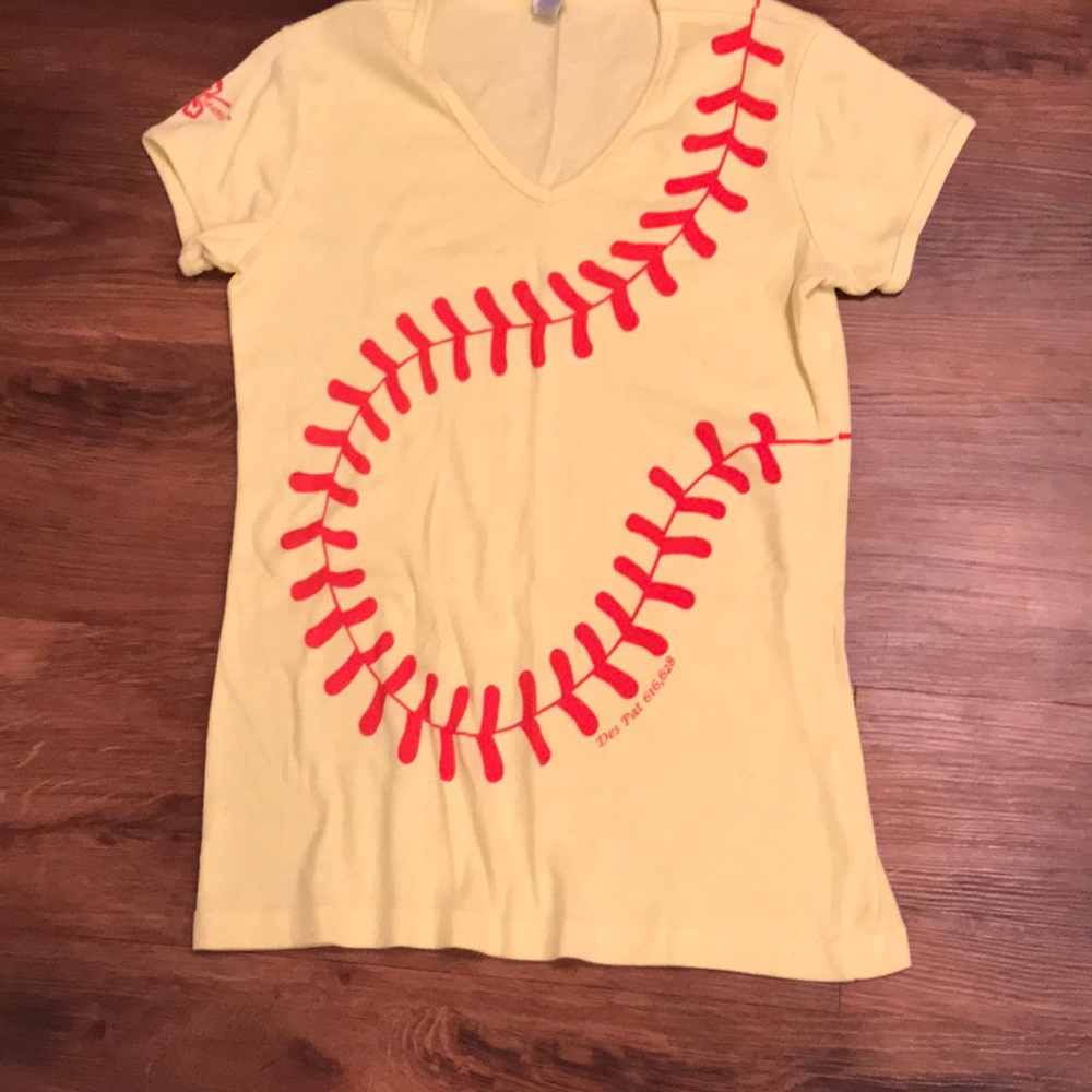 Bella woman’s yellow softball themed T-shirt small